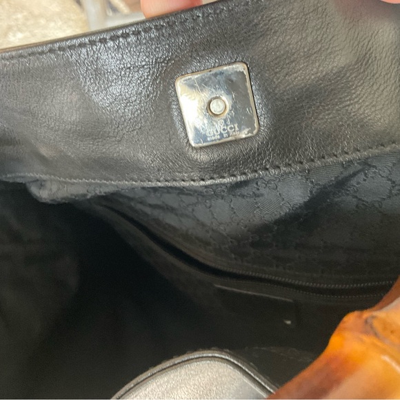 GUCCI LEATHER / BAMBOO HANDLE Snap closure handbag/shoulder bag - Picture 11 of 11